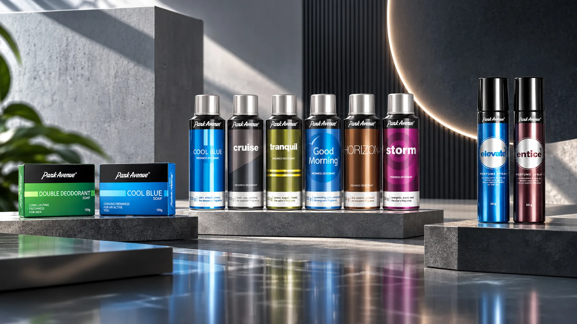 The Park Avenue grooming range on a reflective surface